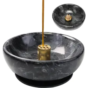 Handmade Smooth Natural Marble Incense Burner Bowl - Reflux Smoke Fountain, Home Decor, Meditation Fragrance Holder