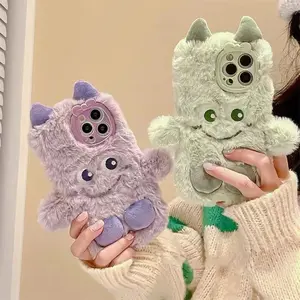 Cute Monster Apple iPhone 17 Case, Plush Winter Edition for 17promax, Soft Touch Phone Cover, Stylish Protection for Your Device