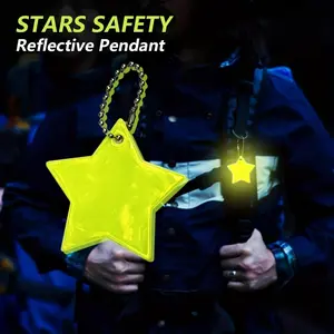 10 Piece Star Shaped Reflective Keychains, Men's Backpack Keyring, Fashion PVC Keychain, Dual-Sided Reflective Strip, Night Riding