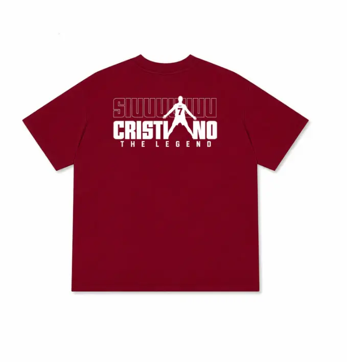 No Brand CR7 Siuuu Football Graphic Tshirt - Unisex Soft Heavy Cotton Maroon Soccer Tee Top