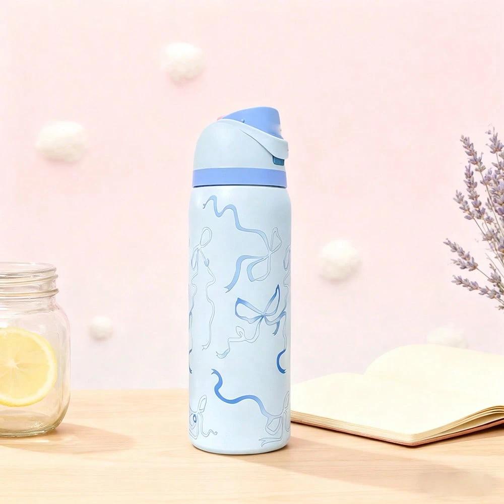 BFCxOwala Blue And White Stainless Steel Cup 32oz 945ml Thermal Insulated Hot Cold Beverages Coffee Travel Tumbler Reusable Water Bottle