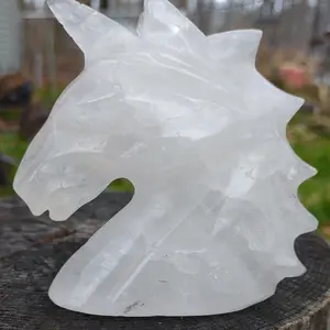 Clear Quartz Crystal Unicorn Carving