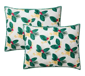 Hallmark Green Poinsettia 3-pc Holiday Quilt Set, F/Q