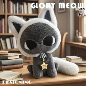 25cm/9.84in Black Cat Plush Toy Cute Soft Cuddle Kitten Stuffed Animal Ideal Gift for Birthday, Party Favors, Home Decor - for Halloween Easter Christmas Birthday Gift