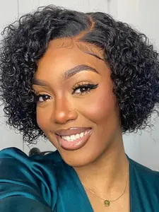 13x4X1 T Part Lace Front Short Pixie Cut Deep Curly Bob Human Hair Afro Curly Wigs For Women Hair Wigs