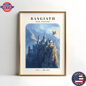Basgiath War College Poster | Fly or Die Quote Fourth Wing Art | Iron Flame Art | 4th Wing Art | Empyrean Dragons