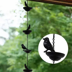 1m Mobile Birds On Cups Metal Rain Chain Decor Rain Catcher For Gutter Roof Decoration Metal Drainage Rain Chain Downspout Tool