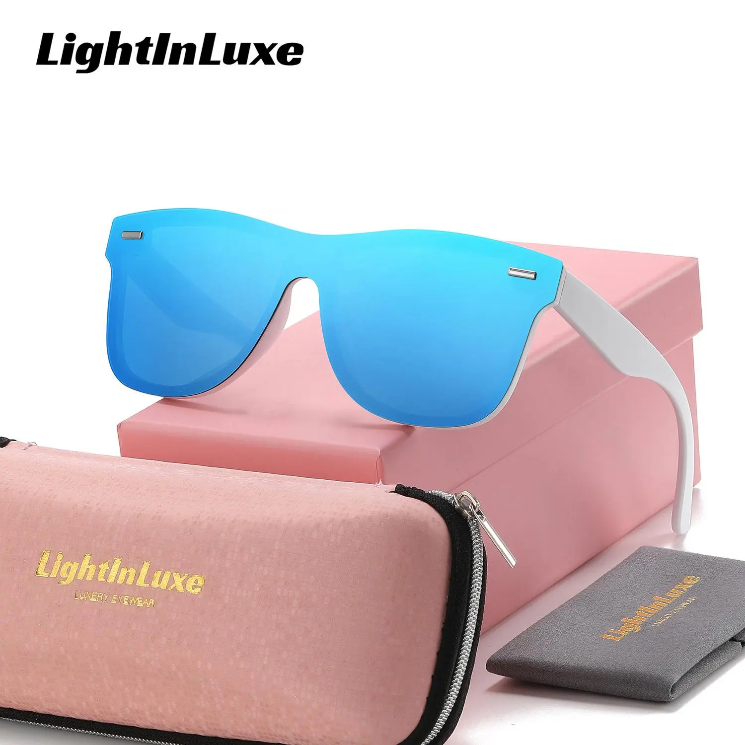 LightInLuex Unisex Casual Full Frame Sunglasses Beach Volleyball Square Frame Polarized Sunglasses UV400