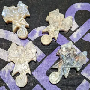 Moonstone Dragon Pentagram Crystal Carving