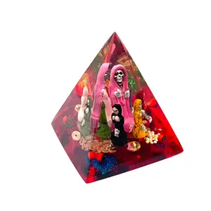 Santa Muerte Pink Robe Pyramid of Abundance  3 inch Limited Edition