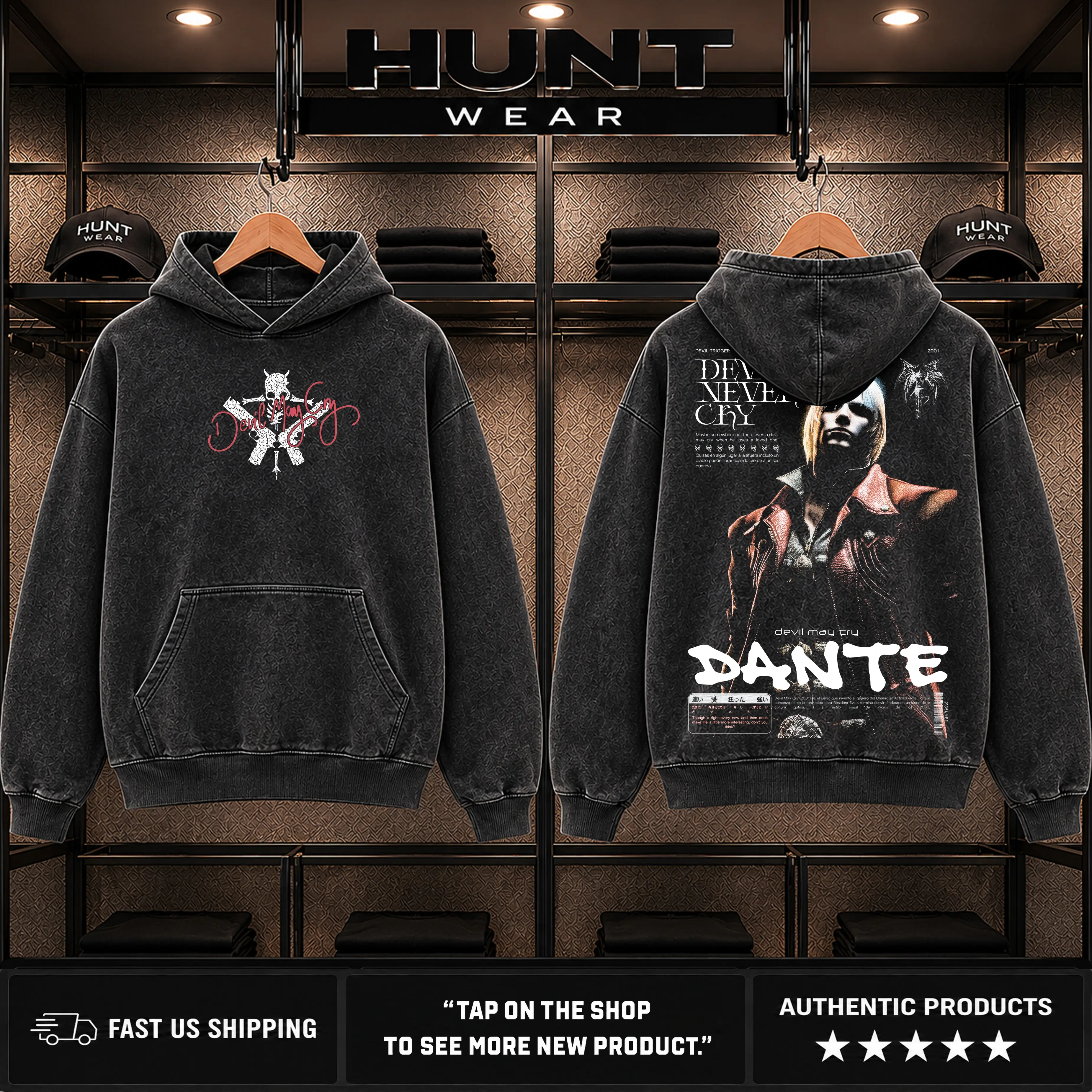 Devil May Cry Dante Anime Manga game Vintage Cotton 2 sided Washed Tshirt Sweatshirt Hoodietees Top Casual graphic t-shirts