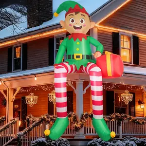 Christmas Inflatable Outdoor Decorations, 8FT Elf Christmas Inflatables, Partyotu Sitting Elf Inflatable Outdoor Decor,Blow Up Christmas Decor with LED, Gift Box for Party Lawn Garden Yard OutdoorXXUNIVERSE GOODS10