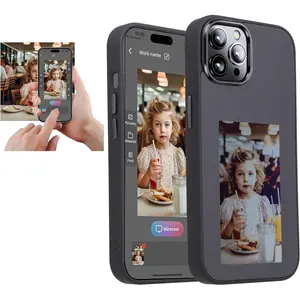 DIY E-Ink Phone Case for iPhone13 14 15 16 17PRO MAX APP Operation Smart Photo Rear Projection Customiza Phone Case Instantly Display Photos On The Ink Screen Back Cover Personalize Your Phone case Black