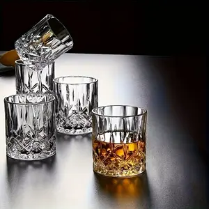 4/6/8Pcs - Vintage Style Whiskey Glasses - Crystal Cut Old Fashioned Vodka Drinkware, for Scotch Whiskey, Bourbon Whiskey, Spirits, Cocktails, Rum, Beer, Iced Coffee, and other beverages, suitable for home, bar, party, graduation ceremony, gifts for men,