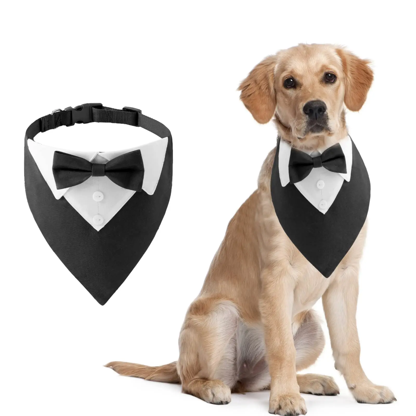 HACRAHO Dog Formal Tuxedo Bandana, Pet Special Occasion Clothing Accessory