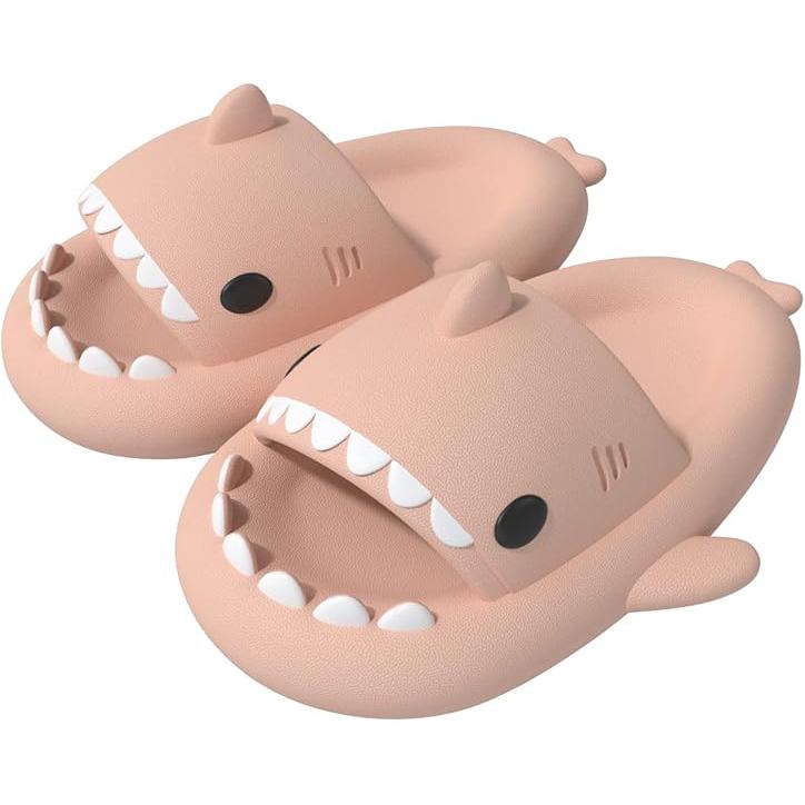 Cute Cartoon Graffiti Slides Slippers Shark Slides for Women Men Soft Slippers open-toe Shark sandal Cushioned Slides Beach Pool Shower Cruise Slippers with Comfy Thick Sole