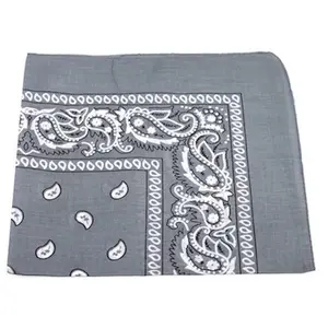Grey Paisley Bandanna 22" Square Standard 100% Cotton 12 PACK  1926DZ