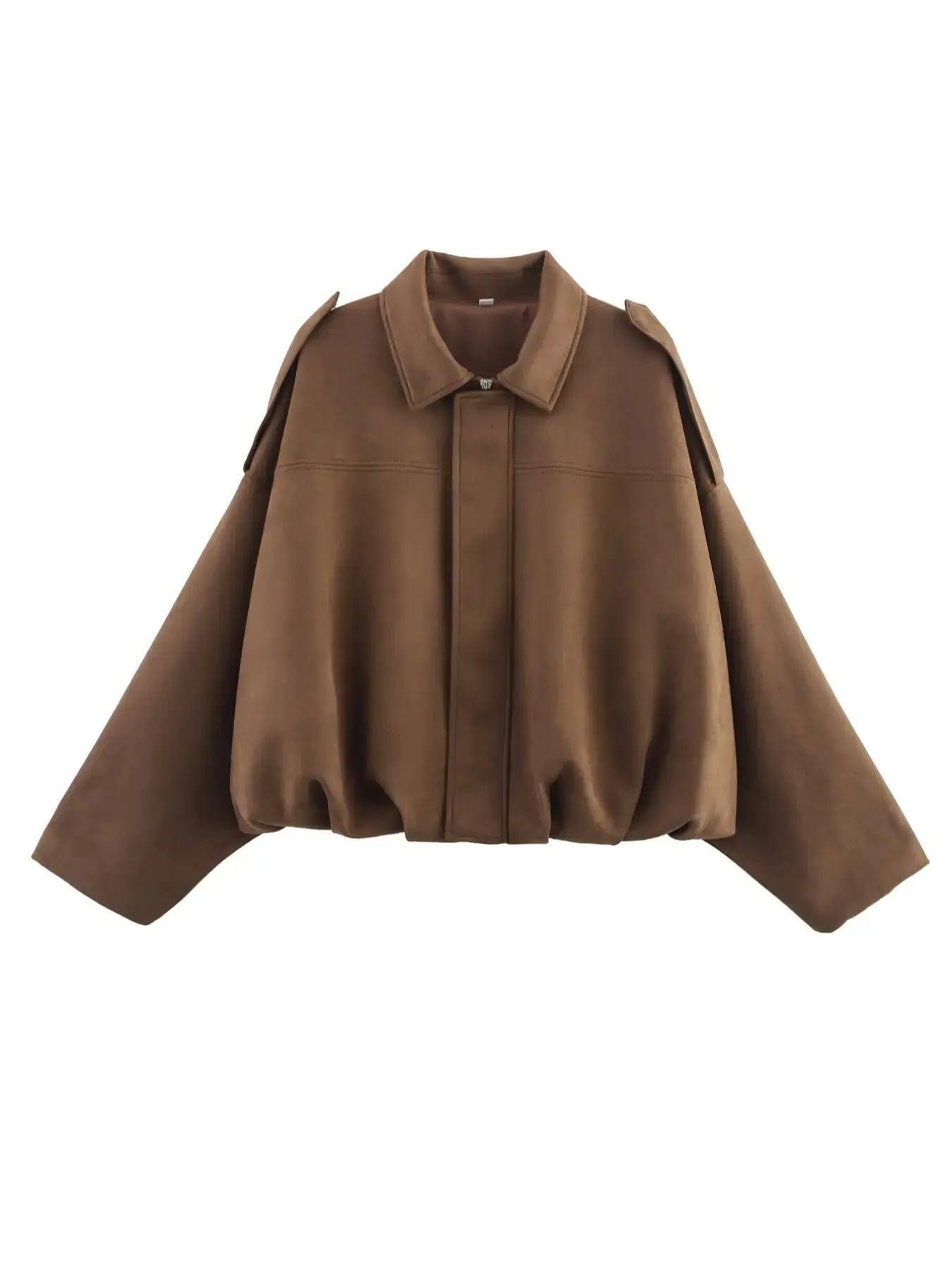 Women's Texture Fabric Bomber Jacket Coat, Stylish Womenswear Outerwear for Casual Wear, Comfortable and Warm Fashion Essential Piece for Fall & Winter Seasons, Fitted Woven Long Sleeve Solid Color Jackets, Daily Wear Jackets
