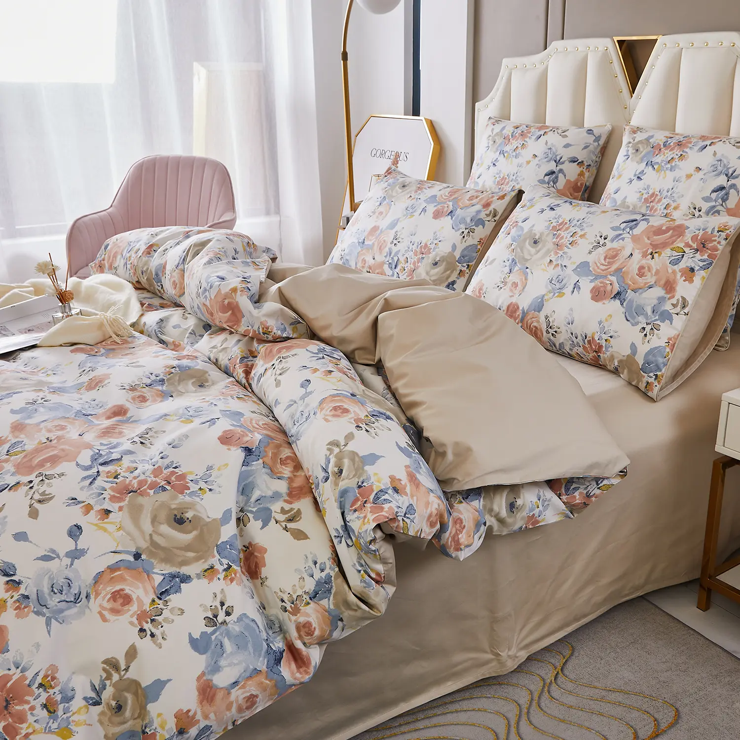 3pcs Duvet Cover Set (Without Core), Vintage Garden Flower Print, Soft And Skin-friendly