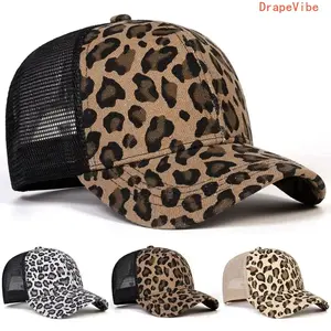 3‑Pack Unisex Korean‑Style Leopard Print Baseball Caps, Adjustable Cotton Mesh Snapback Hats, Sun‑Protective Headwear For Spring And Summer Casual Wear