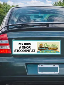 Funny My Kids A Onor Stoodent At Quality Learing Center Car Magnets, Funny Humor Childcare Car Magnets