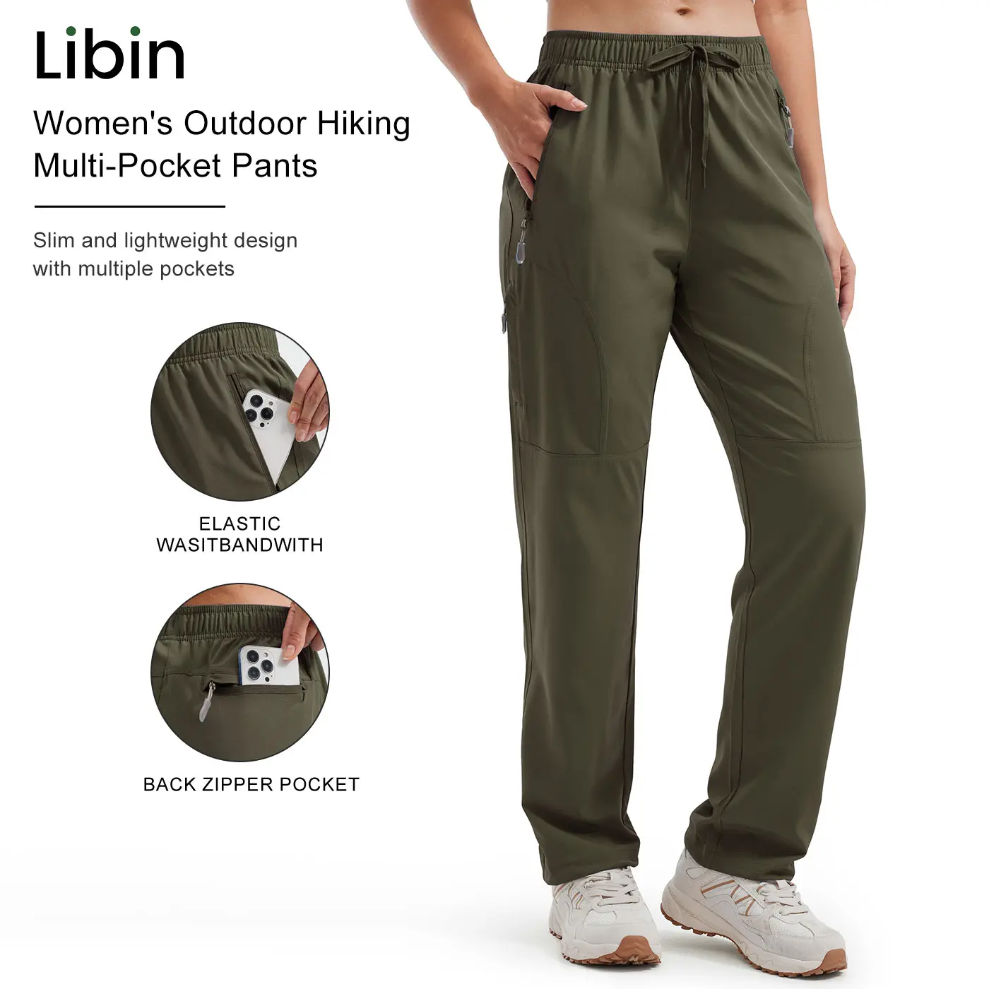 Libin Women's Pants for Women Soft Hiking Cargo Pants Water Resistant Cargo Joggers Zipper Pockets Home Lounge Outdoor Scrub Pants