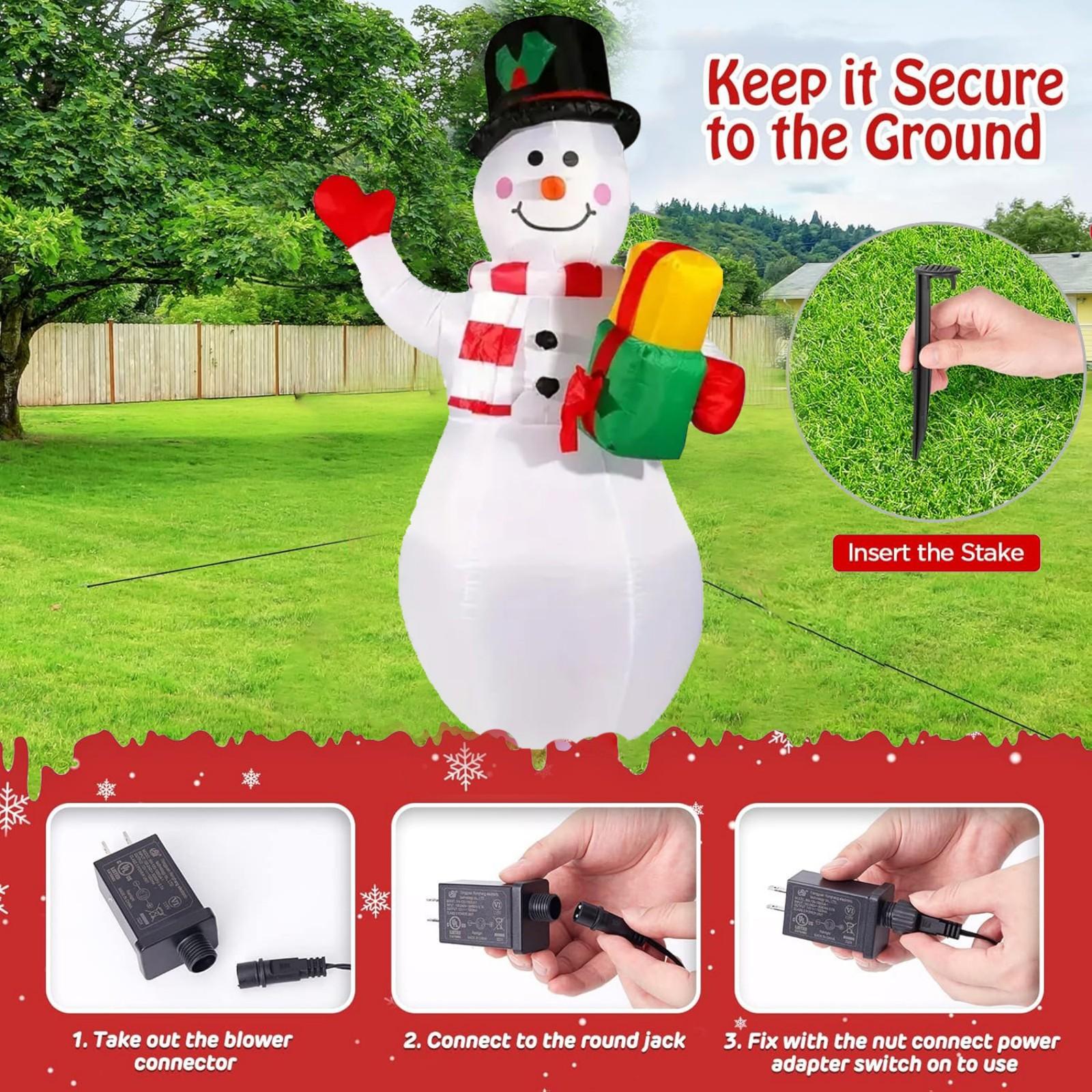 5FT Christmas Inflatables Snowman with Rotating Lights, Blow Up Snowman Outdoor Decoration LED Lighted Snow Man Christmas Decor for Yard Patio Garden Lawn Xmas Holiday Indoor Party