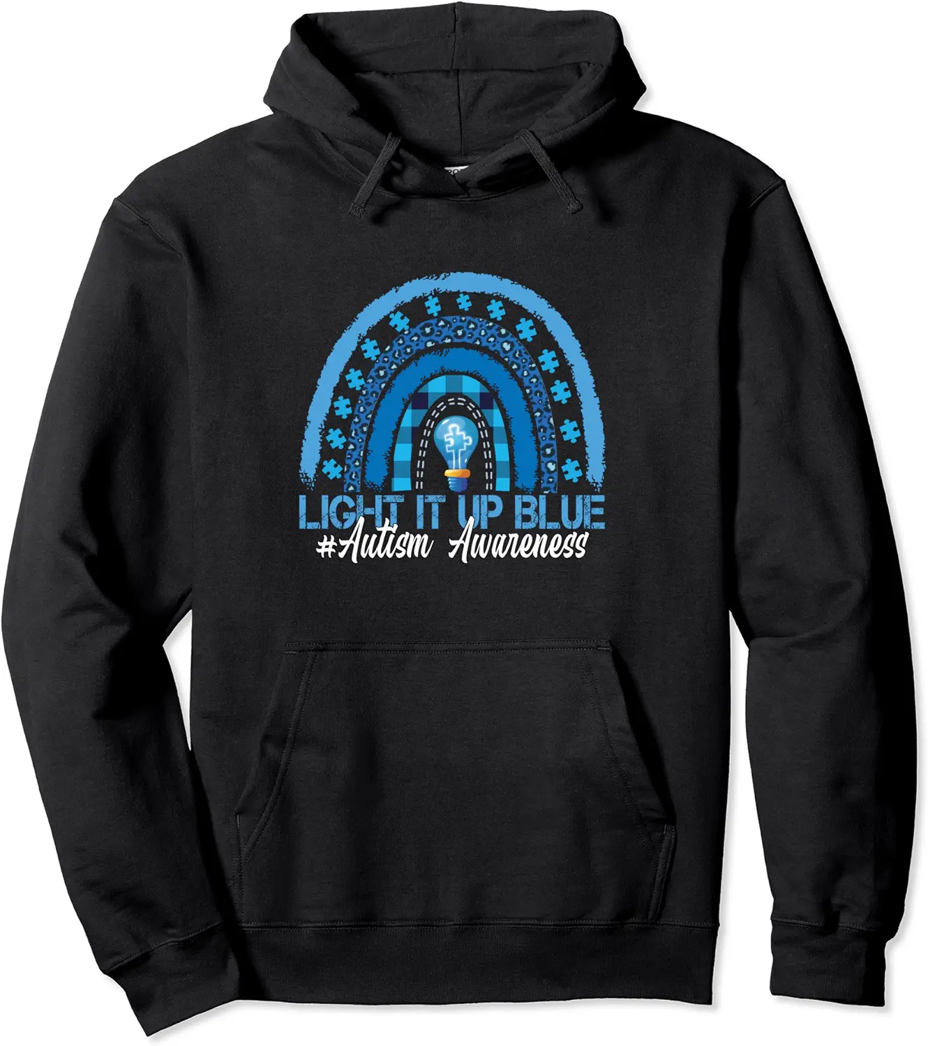 Light It Up Blue Rainbow Autism Awareness Pullover Hoodie - Dilpreetka Shop 32B09X9NCX9S