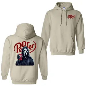 Ghost Face Dr Pepper Hoodie | Scary Halloween 2-Sided Sweatshirt for All