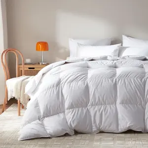 Goose Feather Down Fiber Comforter King Size, 100% Organic Cotton Duvet Insert, All-Season Luxury with Baffle Box Design, 750+Fill Power Hotel Collection Bedding Comforter