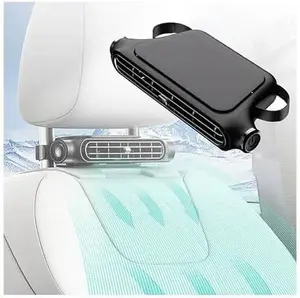 IMOLI Car Seat Fan, Mini Portable USB Rechargeable Rear Seat Cooling Fan, 3-Speed Adjustable fan, Fowerful Dual-Turbine Airflow, Suitable for Various Cars, Jeeps, Vans, RVs, SUVs and Trucks, Car Accessory