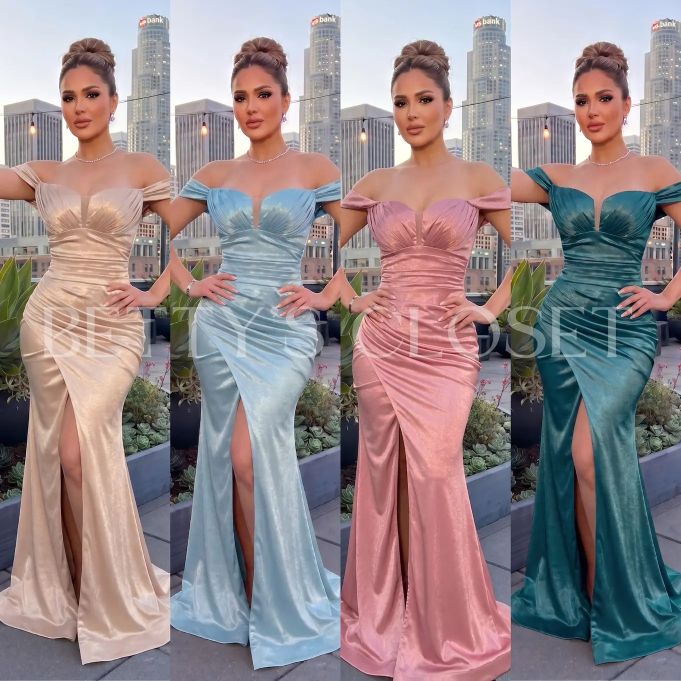 April Satin Ruched Gala Gown