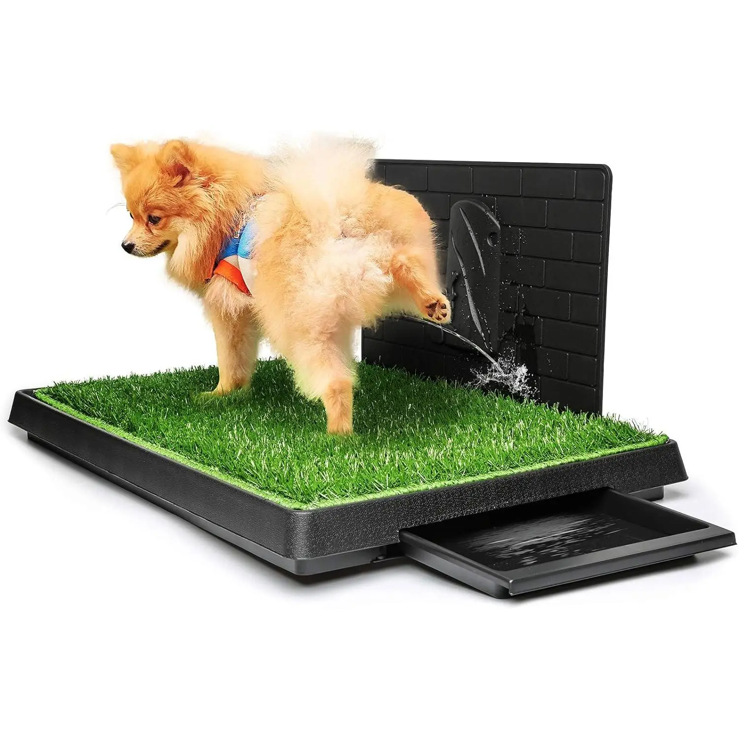 Dog Grass Pad with Tray Large, Puppy Turf Potty Reusable Training Pads with Pee Baffle, Artificial Grass Patch for Indoor and Outdoor Use, Ideal for Small and Medium Dogs (30"×20")