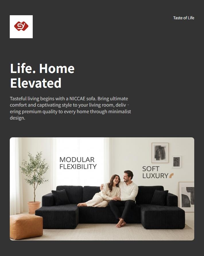 [2 Packs Shipped] Niccae U-Shaped Modular Sectional Sofa - 132.5" Corduroy Upholstered 5-Seat Oversized Living Room Furniture, No-Assembly-Required Modern Couch with 2 Pillows for Living Room, Upholstered Sofa Couch