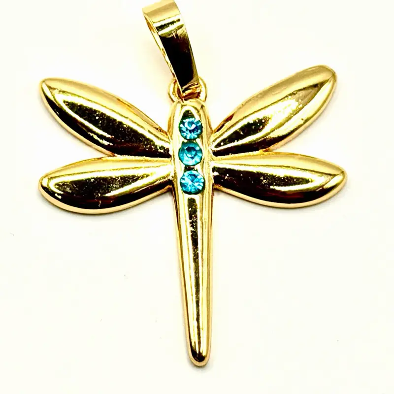 Dragonfly Pendant Yellow gold filled charm oro laminado