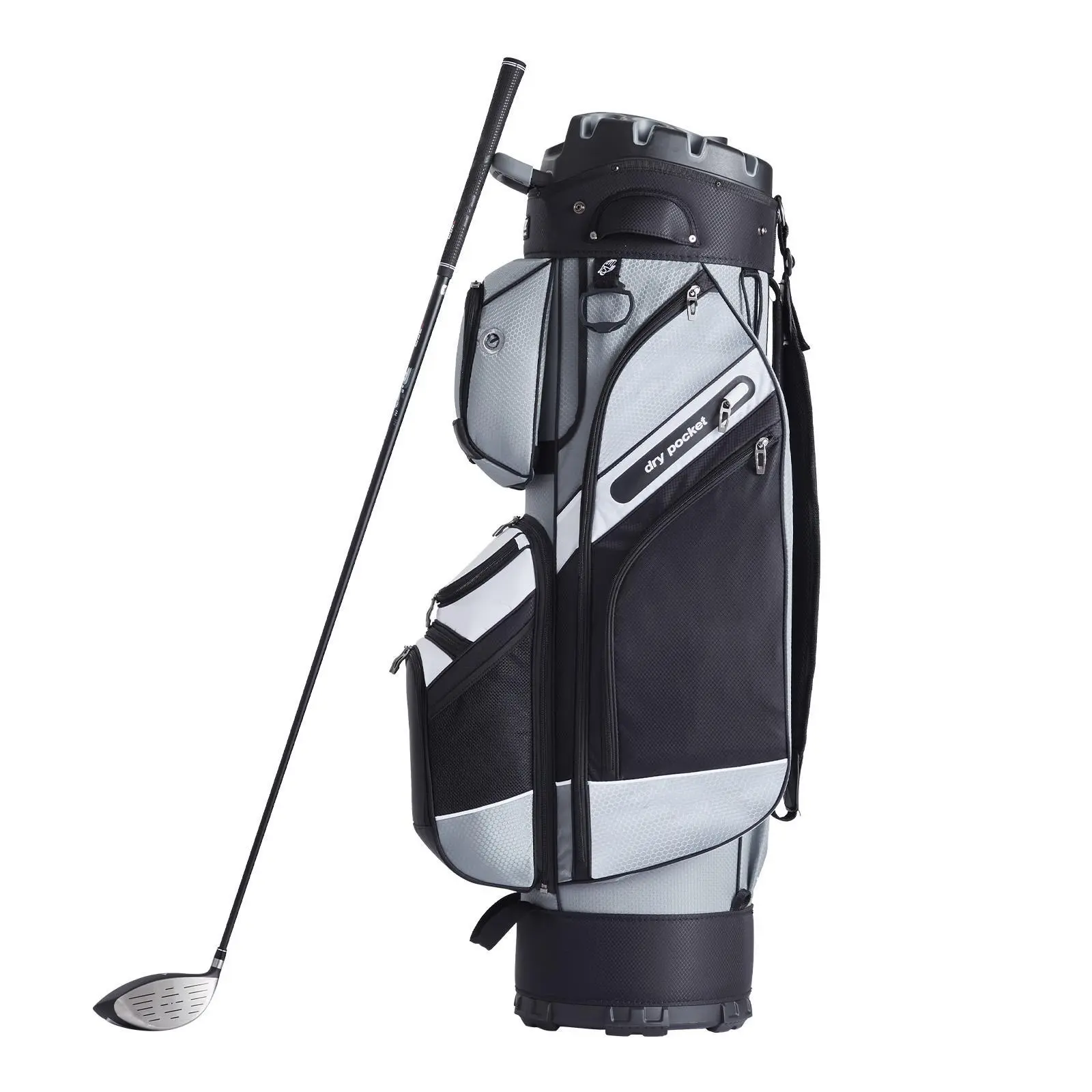 VEVOR Golf Cart Bag with 14 Way Organizer Divider Top,  41” 13 Pockets Premium Nylon Cart Bag, Durable Golf Bags with Handles & Dust Cover & Detachable Straps for Men & Women, Black Color-Block#BackToSchool