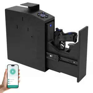 Steelite Biometric Gun Safe with App Control - Quick Access Pistol Safe, Auto-Open 3-in-1 Lock (Fingerprint/Keypad/Key), Anti-Pry Alloy Steel, Hidden Mountable for Bedside, Truck, Nightstand, Desk, Wall & Vehicle