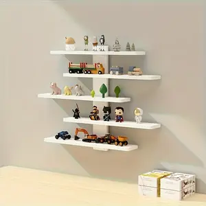 A storage shelf, an adjustable 5-layer wall-mounted display shelf, a five-layer shelf for small building blocks and collectibles, a modern home decoration storage shelf that can store dolls, toys, a practical shelf, Wall Mounted Organizer