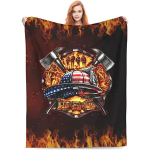 Banonaty Firefighter Blanket Fire Fighter Throw Blanket Cozy  Flannel Plush Bedding Fireman Gifts for Men Firefighters for Couch Sofa Bed Decor