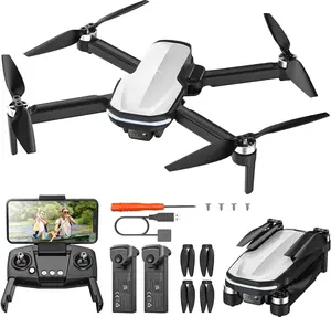 Holy Stone HS280D Portable Foldable Durable Brushless Motor FPV Drone with 1080P HD Camera, Optical Flow, Tap Fly, Voice Control, Gesture Selfie, 2 Rechargeable Modular Batteries, Remote Controller & Accessories for Beginners