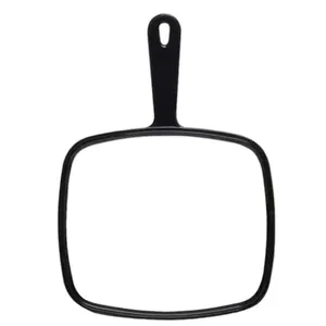 12.4" L x 9" W Salon Barber Hairdressing Handheld Mirror with Handle Lightweight Square Black