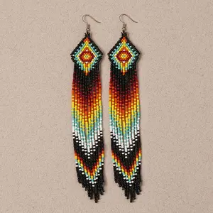 Achilles - Native Beaded Earrings with Earthy Tones - Handmade by Indigenous Artisans - Mother Sierra