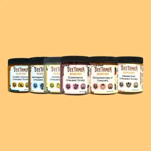BeeTamer's Ultimate Flight Large 6oz Sample Set 6 Unique Seasonal Varieties Raw Creamed Honey Nectar Sweet Flavor Coconut Fruit