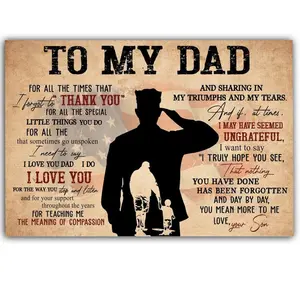 To My Dad Poster No Frame, Military Son Gift For Dad, Father's Day Gift, Army Dad Gift, Dad Gifts(Note: Frame shown for display only) Decor Unframed Art Print wall decor wall art posters