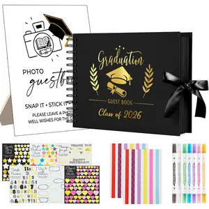 16 Pcs Graduation Guest Book 2026 with Photo Guest Book Sign & 6 Markers – Photo Guest Book for Graduation Party, 2026 Graduation Decorations, Graduation Book to Sign, Graduation Gifts