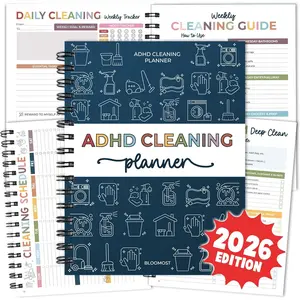 ADHD Cleaning Planner - Cleaning Schedule and Checklist Organizer for Adults and Teens - Daily, Weekly & Monthly Household Cleaning Checklist for ADHD Minds - Stress-Free Housework