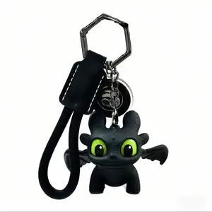 How to Train Your Dragon Night Fury Dragon Keychain Glow in the Dark Mini Dragon Pendant with Moving Wings Trendy Bag Charm Car Ornament Keychain Gift Christmas Gift Birthday Peripheral