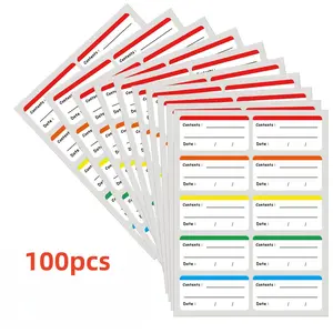 100 Colorful Freezer Labels Food Storage Stickers, Removable Refrigerator Stickers for Food Containers, Kitchen Organization Tags, Sticker Packs