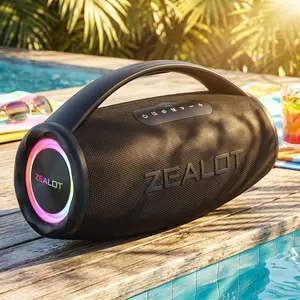 120W Maximum power [ZEALOTs] Outdoor Speaker, IPX6 Waterproof Portable Wireless Speaker with RGB Lights & Deep Bass, 16000mAh Power Bank, Perfect for Summer Pool Parties, Backyard BBQ, and Camping
