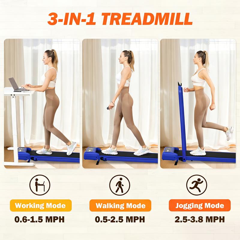 【 LIVE ONLY】YAGUD Walking Pad Treadmill with Spacious Belt, Foldable Design, 265lbs Capacity, Dual Shock Absorption, Low-Noise Motor, Remote Control & Easy-Move Wheels